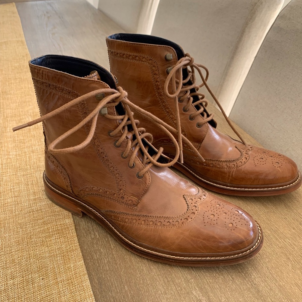 Cole Haan caramel wing tip boots! Classic style